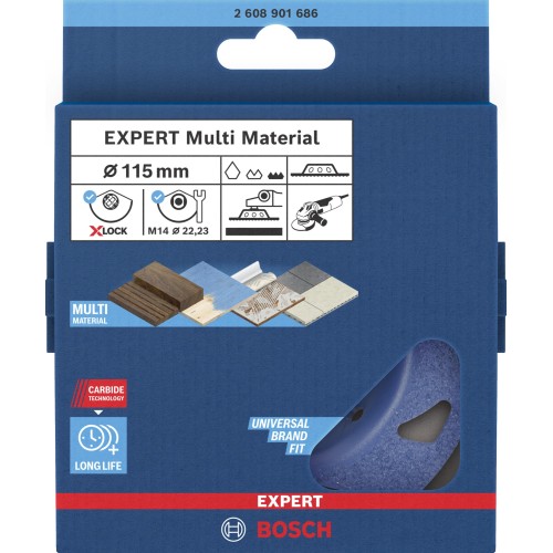 Cabeza de desbaste de carbide EXPERT Multi Material fina, plana, X-LOCK, 115 mm, 22,23 mm