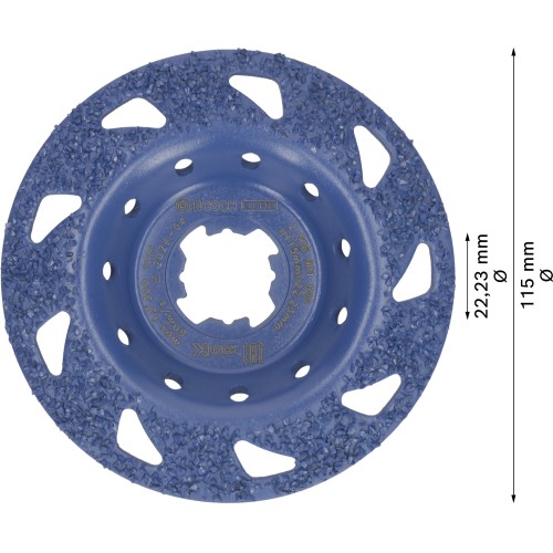 Cabeza de desbaste de carbide EXPERT Multi Material media, inclinada, X-LOCK, 115 mm, 22,23 mm