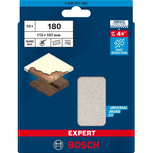 Malla de lija EXPERT M480 de 115 x 107 mm, G 180, 10 uds.