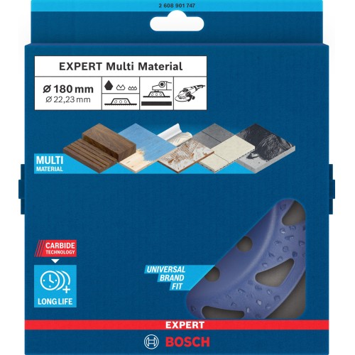 Cabeza de desbaste de carbide EXPERT Multi Material gruesa, plana, 180 mm, 22,23 mm