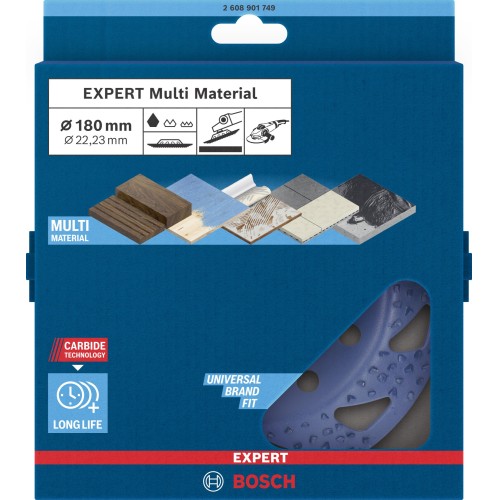 Cabeza de desbaste de carbide EXPERT Multi Material gruesa, inclinada, 180 mm, 22,23 mm