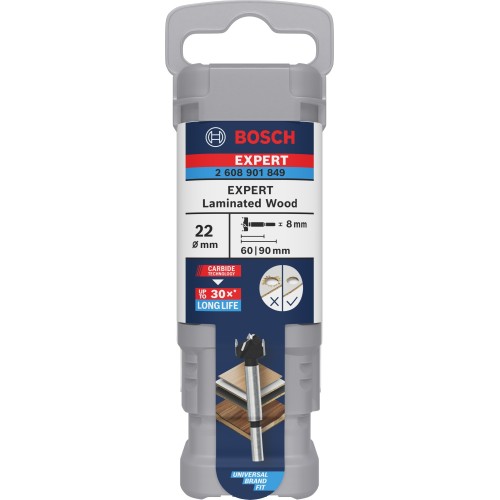 Broca de corte para bisagras EXPERT para madera laminada, 22 x 60 x 90 mm