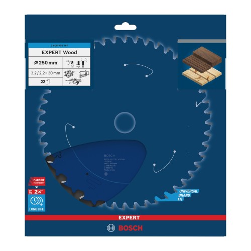 Hoja de sierra circular EXPERT Wood, 250 x 3,2/2,2 x 30 mm, T22
