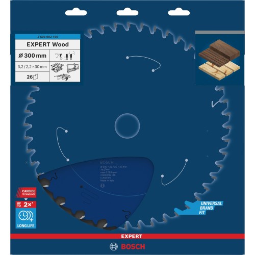 Hoja de sierra circular EXPERT Wood, 300 x 3,2/2,2 x 30 mm, T26