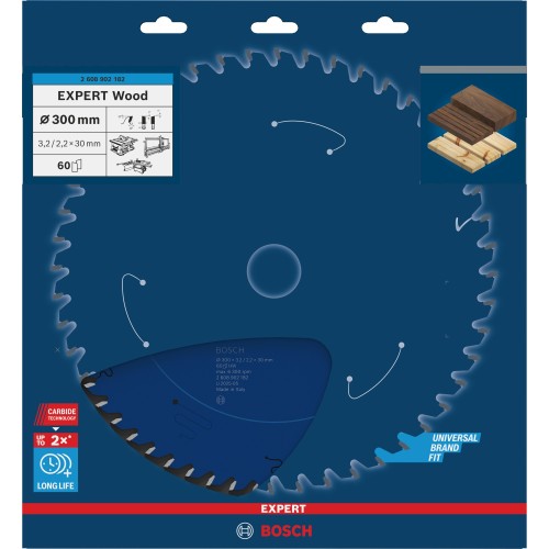 Hoja de sierra circular EXPERT Wood, 300 x 3,2/2,2 x 30 mm, T60