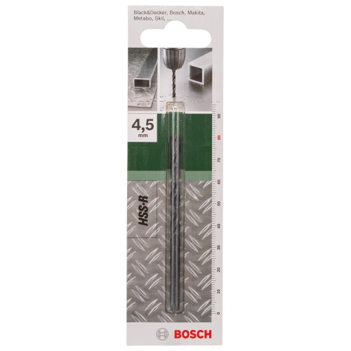 Broca para metal HSS-R, DIN 338D = 4,5 mm; L = 80 mm