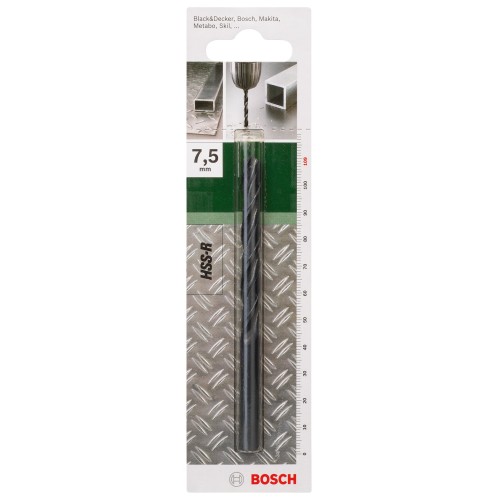 Broca para metal HSS-R, DIN 338D = 7,5 mm; L = 109 mm