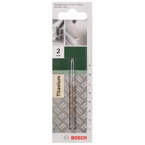 Broca para metal HSS-TiN, DIN 338D = 2,0 mm; L = 49 mm