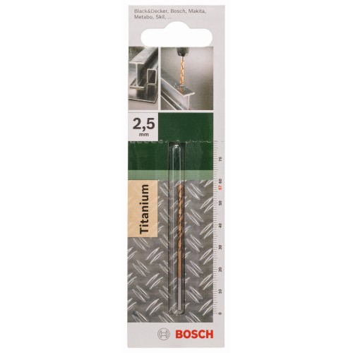 Broca para metal HSS-TiN, DIN 338D = 2,5 mm; L = 57 mm