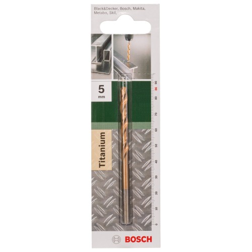 Broca para metal HSS-TiN, DIN 338D = 5,0 mm; L = 86 mm
