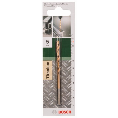Broca para metal HSS-TiN, DIN 338D = 5,0 mm; L = 86 mm
