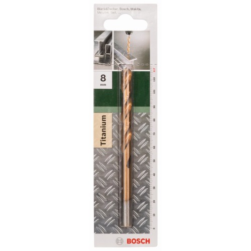 Broca para metal HSS-TiN, DIN 338D = 8,0 mm; L = 117 mm