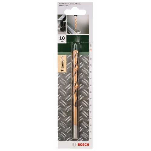 Broca para metal HSS-TiN, DIN 338D = 10,0 mm; L = 133 mm