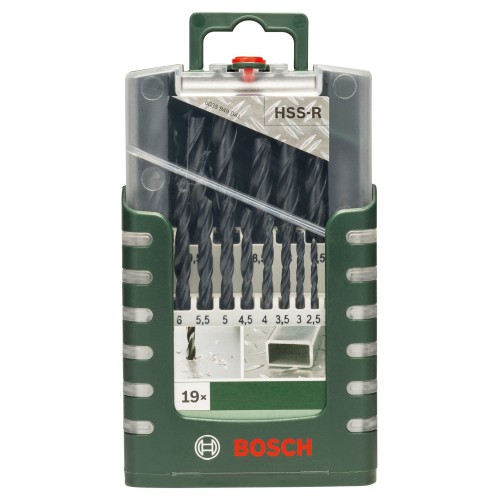 Set de 19 brocas para metal HSS-R, DIN 3381,0; 1,5; 2,0; 2,5; 3,0; 3,5; 4,0; 4,5; 5,0; 5,5; 6,0; 6,5; 7,0; 7,5; 8,0; 8,5; 9,0; 9,5; 10,0 mm