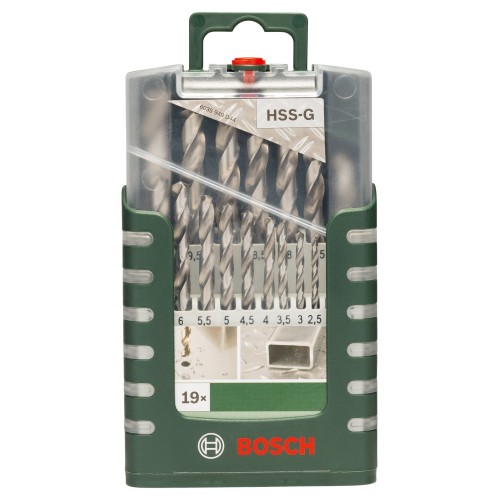 Set de 19 brocas para metal HSS-G, DIN 3381,0; 1,5; 2,0; 2,5; 3,0; 3,5; 4,0; 4,5; 5,0; 5,5; 6,0; 6,5; 7,0; 7,5; 8,0; 8,5; 9,0; 9,5; 10,0 mm