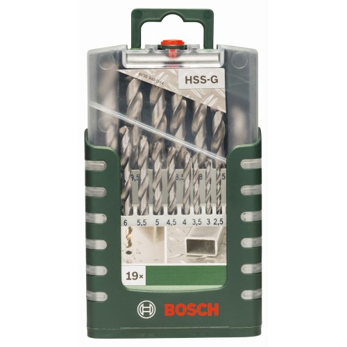 Set de 19 brocas para metal HSS-G, DIN 3381,0; 1,5; 2,0; 2,5; 3,0; 3,5; 4,0; 4,5; 5,0; 5,5; 6,0; 6,5; 7,0; 7,5; 8,0; 8,5; 9,0; 9,5; 10,0 mm