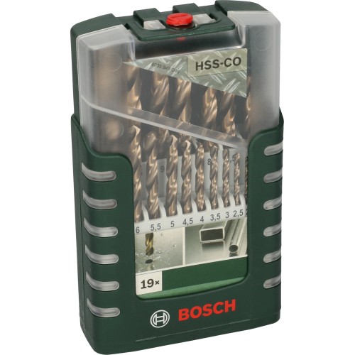Set de 19 brocas para metal HSS-Co, DIN 3381,0; 1,5; 2,0; 2,5; 3,0; 3,5; 4,0; 4,5; 5,0; 5,5; 6,0; 6,5; 7,0; 7,5; 8,0; 8,5; 9,0; 9,5; 10,0 mm