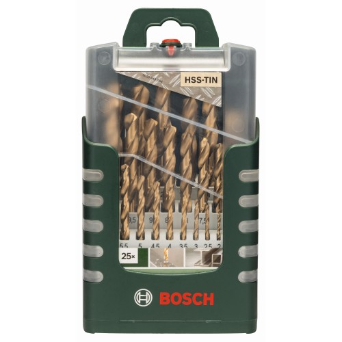 Set de 25 brocas para metal HSS-TiN, DIN 3381,0; 1,5; 2,0; 2,5; 3,0; 3,5; 4,0; 4,5; 5,0; 5,5; 6,0; 6,5; 7,0; 7,5; 8,0; 8,5; 9,0; 9,5; 10,0; 10,5; 11,0; 11,5; 12