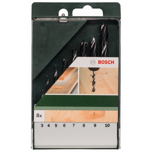 Set de 8 brocas helicoidales para madera3,0; 4,0; 5,0; 6,0; 7,0; 8,0; 9,0; 10,0 mm