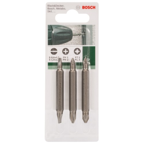 Set de 3 puntas dobles de atornillar, mixto (S, PH, PZ)
