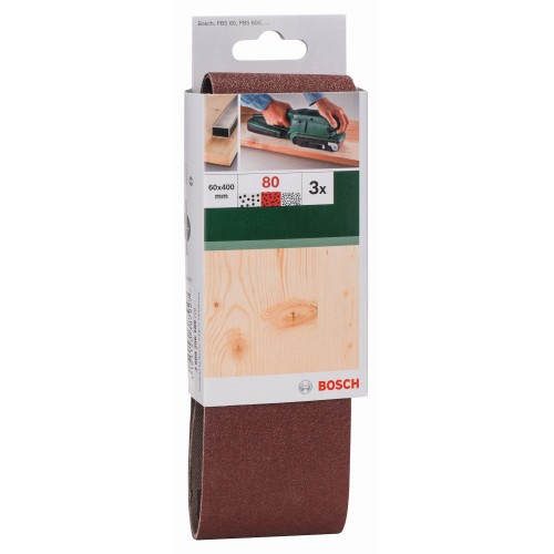 Set de hojas de lija de 3 piezas para lijadora de banda, calidad rojaG = 80