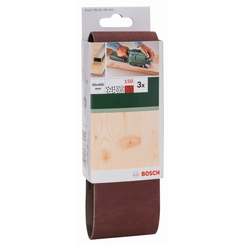 Set de hojas de lija de 3 piezas para lijadora de banda, calidad rojaG = 150