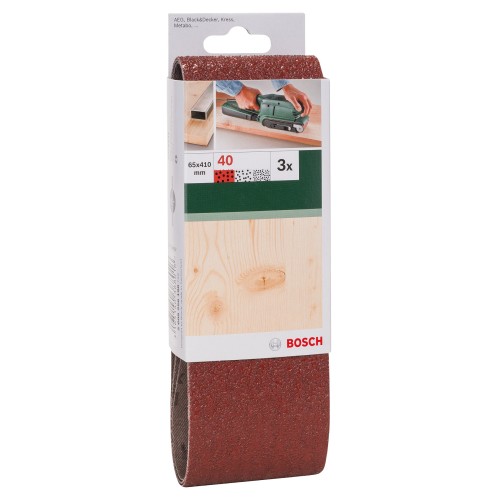 Set de hojas de lija de 3 piezas para lijadora de banda, calidad rojaG = 40