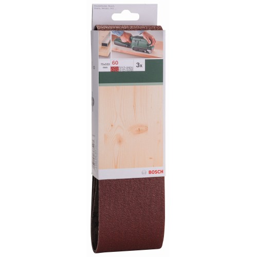Set de hojas de lija de 3 piezas para lijadora de banda, calidad rojaG = 60