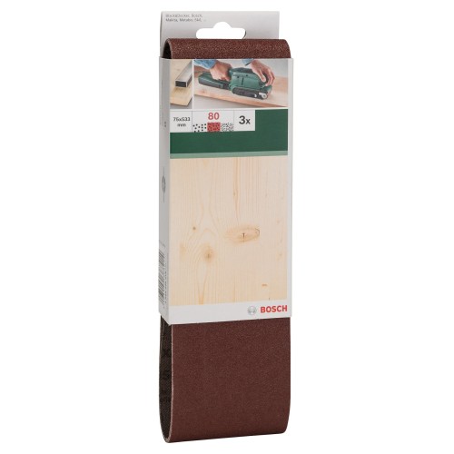 Set de hojas de lija de 3 piezas para lijadora de banda, calidad rojaG = 80