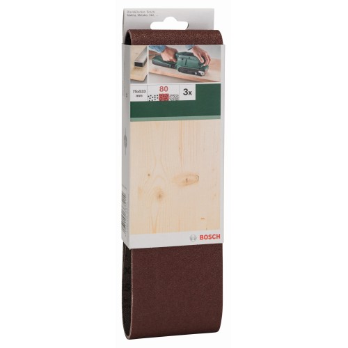 Set de hojas de lija de 3 piezas para lijadora de banda, calidad rojaG = 80