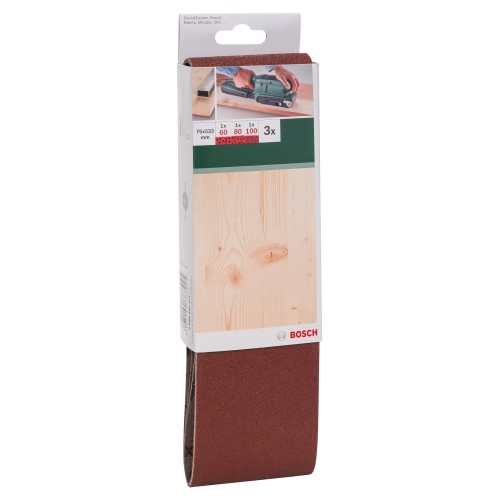 Set de hojas de lija de 3 piezas para lijadora de banda, calidad rojaG = 60, 80, 100