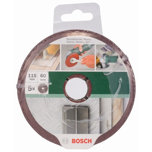Set de discos lijadores de fibra de 5 piezas para amoladora angular, corindónD = 115 mm; G = 60, 5 unidades