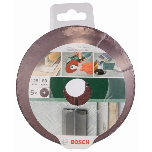 Set de discos lijadores de fibra de 5 piezas para amoladora angular, corindónD = 125 mm; G = 80, 5 unidades
