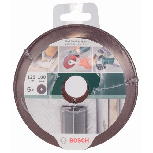 Set de discos lijadores de fibra de 5 piezas para amoladora angular, corindónD = 125 mm; G = 100, 5 unidades