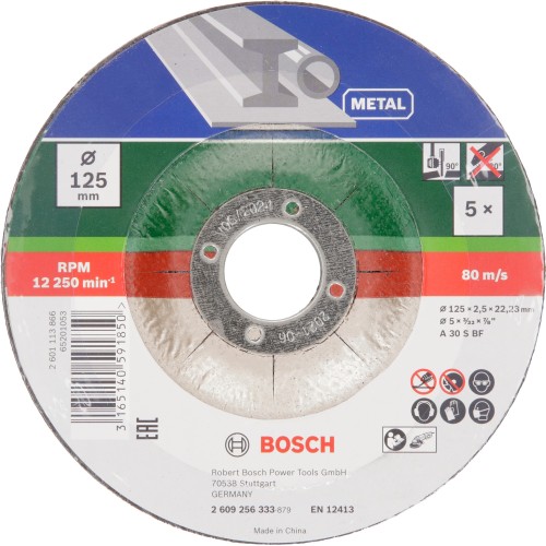 Set de discos de tronzar de 5 piezas, acodado para metalD = 125 mm