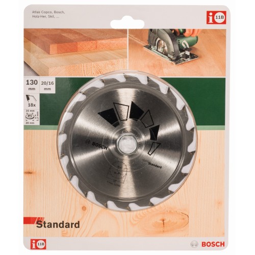 Hoja de sierra circular STANDARDD = 130 mm; taladro = 20 mm; T = 18