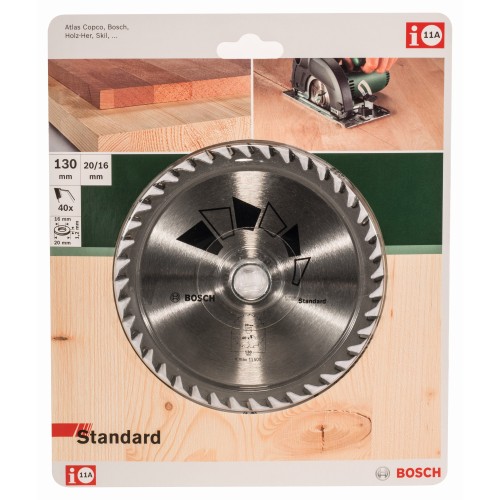 Hoja de sierra circular STANDARDD = 130 mm; taladro= 20 mm; T = 40