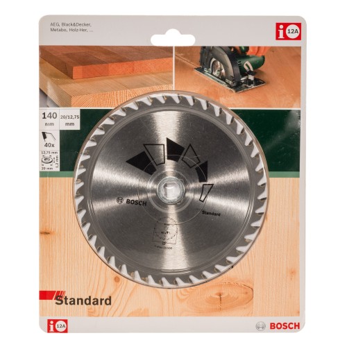 Hoja de sierra circular STANDARDD = 140 mm; taladro= 20 mm; T = 40