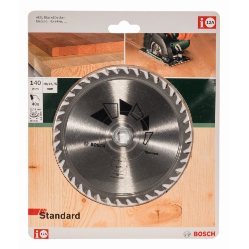 Hoja de sierra circular STANDARDD = 140 mm; taladro= 20 mm; T = 40