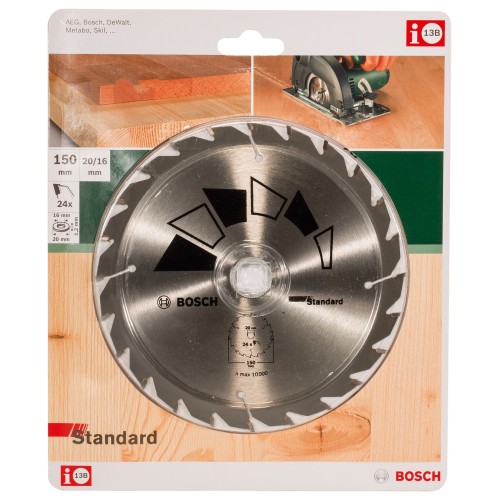 Hoja de sierra circular STANDARDD = 150 mm; taladro= 20 mm; T = 24