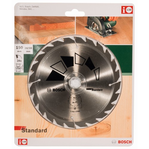 Hoja de sierra circular STANDARDD = 150 mm; taladro= 20 mm; T = 24