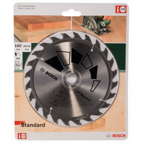 Hoja de sierra circular STANDARDD = 160 mm; taladro= 20 mm; T = 24
