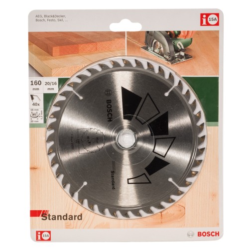 Hoja de sierra circular STANDARDD = 160 mm; taladro= 20 mm; T = 40