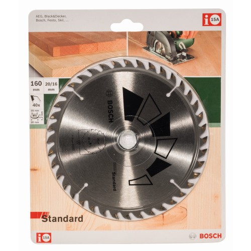 Hoja de sierra circular STANDARDD = 160 mm; taladro= 20 mm; T = 40