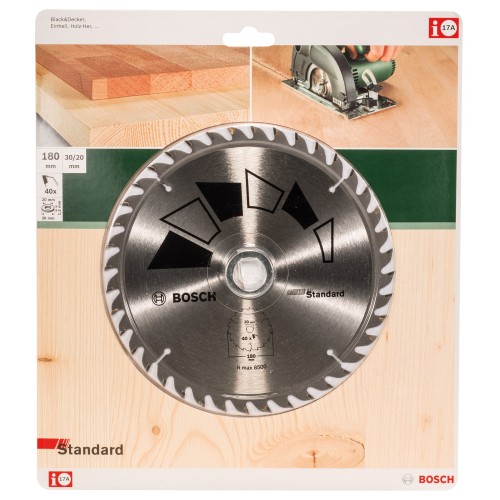 Hoja de sierra circular STANDARDD = 180 mm; taladro= 30 mm; T = 40