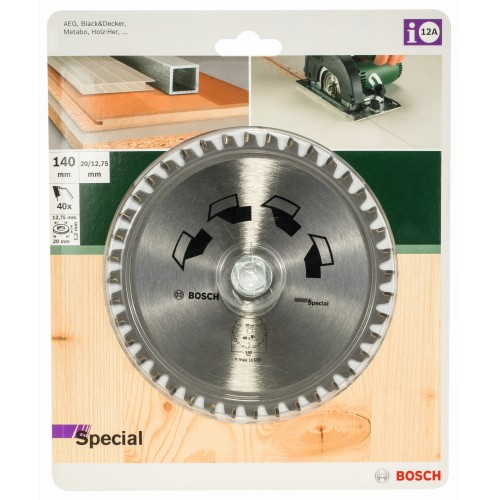 Hoja de sierra circular SPECIALD = 140 mm; taladro= 20 mm; T = 40