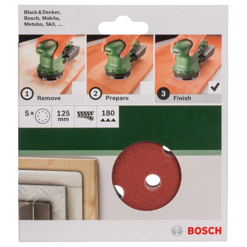 Set de hojas de lija de 5 piezas para lijadora excéntricaG = 180