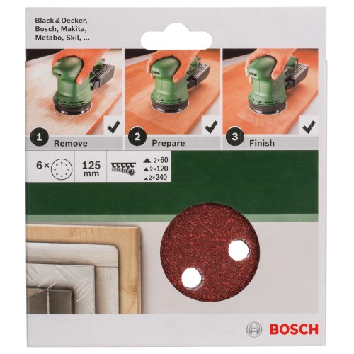 Set de hojas de lija de 6 piezas para lijadora excéntrica125 mm