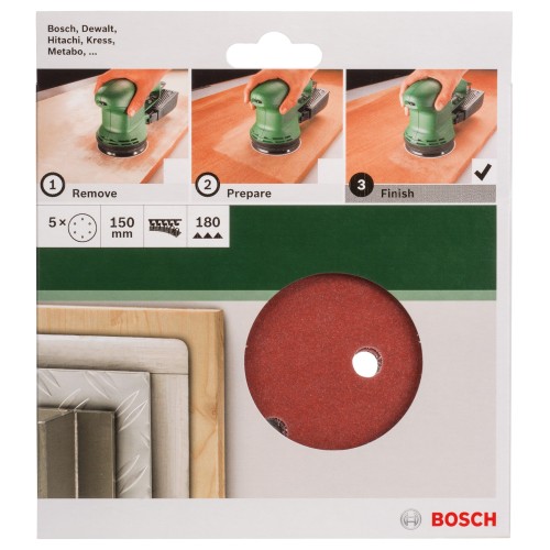 Set de hojas de lija de 5 piezas para lijadora excéntricaG = 180