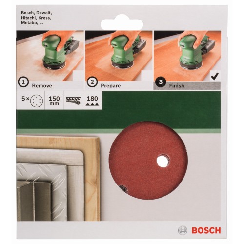 Set de hojas de lija de 5 piezas para lijadora excéntricaG = 180